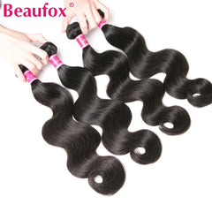 Beaufox Body Wave Bundles Brazilian Hair Weave Bundles 1/3/4 PCS Human Hair Bundles Natural /Jet Black 8-30"Remy Hair Extensions