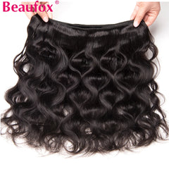 Beaufox Body Wave Bundles Brazilian Hair Weave Bundles 1/3/4 PCS Human Hair Bundles Natural /Jet Black 8-30"Remy Hair Extensions