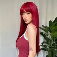 Long Red Wine Straight Wig